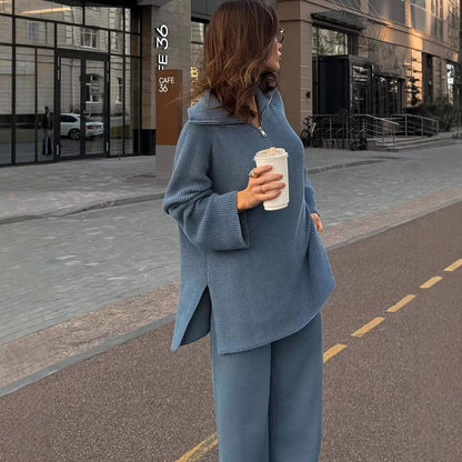 Pull-over tricot décontracté pour femme avec capuche et fermeture éclair moderne Chic und Stil