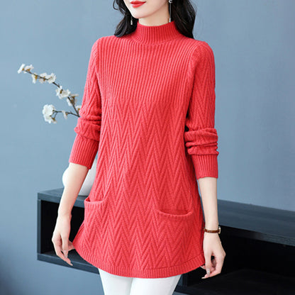 Pull en tricot pour femmes avec motif en zigzag et poches pratiques Chic und Stil