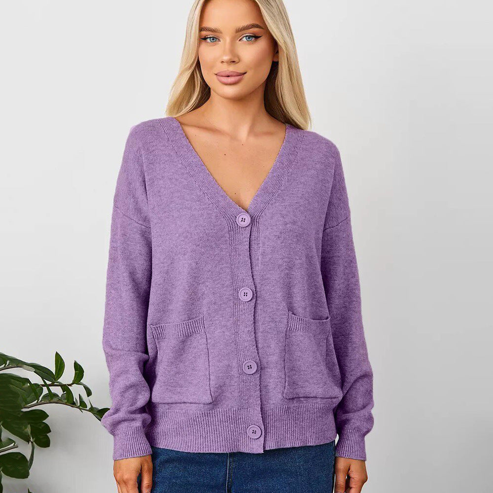 Dames cardigan douillet avec décolleté en V et poches pratiques Chic und Stil