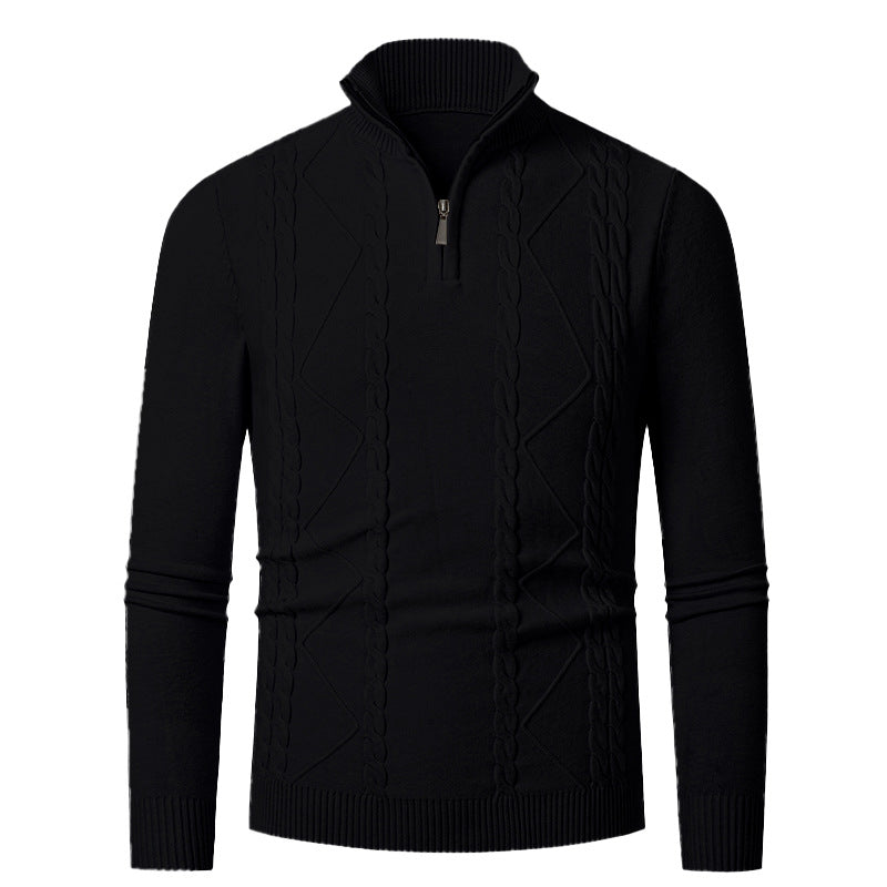 Knitted pull for men with half zip and textured pattern Chic und Stil