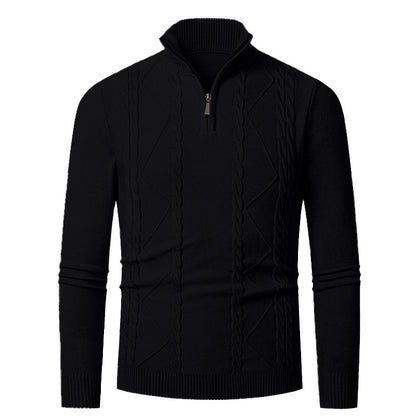 Knitted pull for men with half zip and textured pattern Chic und Stil