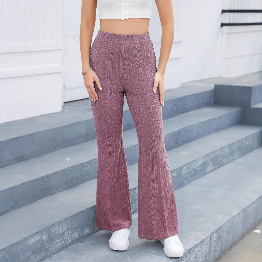 High-waisted flared pants for women with textured knit pattern Chic and Style