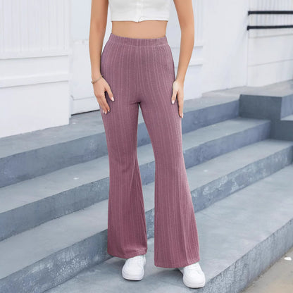 High-waisted flared pants for women with textured knit pattern Chic and Style
