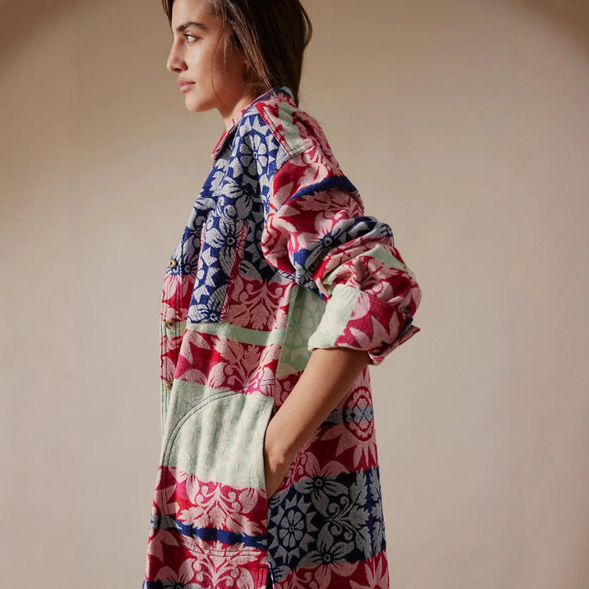 Chemise à motifs en coton pour femmes Chic und Stil