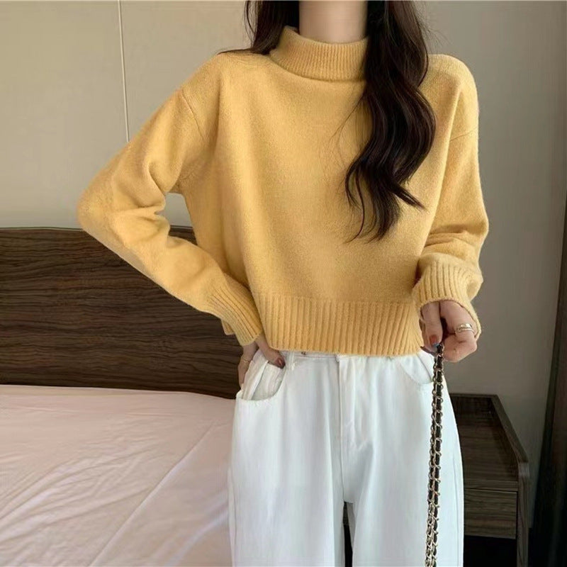 Dames pull-over en tricot épais avec col haut et motif en côtes Chic und Stil