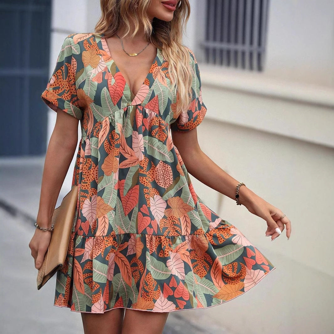 Dames Robe Swing Florale Vibrante Chic und Stil