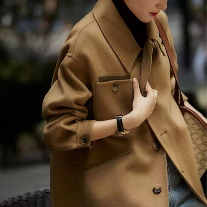 Veste shacket en laine mélangée surdimensionnée et confortable pour femmes Chic und Stil
