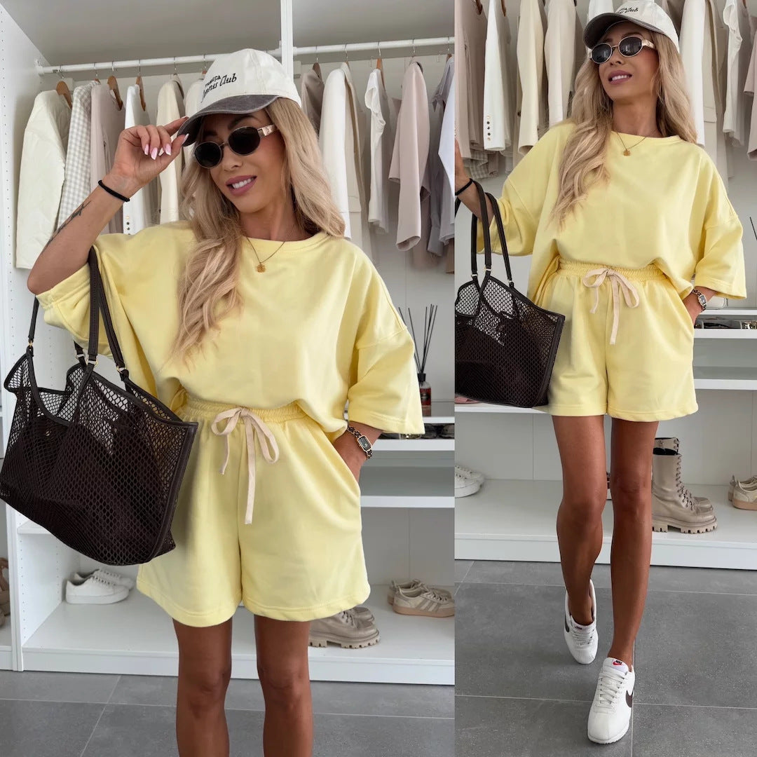 Dames Ensemble de Shorts décontractés et T-shirt surdimensionné Chic und Stil