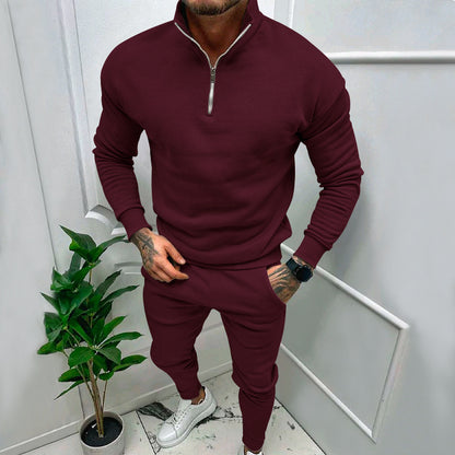 Pull-over en fleece sportif pour hommes avec fermeture éclair courte et coupe à la mode Chic und Stil