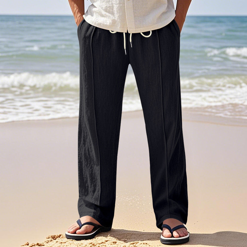 Casual linen pants for men with elastic waist and large side pockets Chic and Style