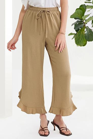 Pantalon de loisir pour femmes, coupe ample avec ourlet fluide et taille élastique Chic und Stil