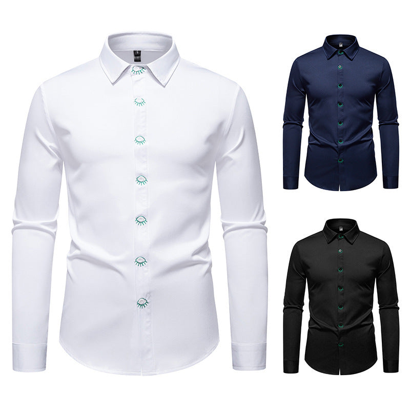 Chemise à manches longues pour hommes avec design de bouton créatif Chic und Stil