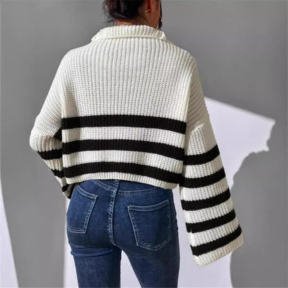 Pull à capuche pour femmes avec motif tricoté texturé et rayures à la mode Chic und Stil