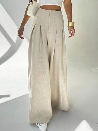 Wide palazzo pants for women with elegant pleats and high waist Chic and Style
