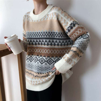 Dames Grand Pull Oversized avec motif graphique Chic und Stil
