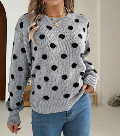 Pull en grosse maille pour femmes avec motif à pois et coupe décontractée Chic und Stil