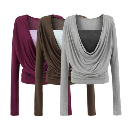 Chemise à manches longues décontractée pour femmes avec un design de drapé raffiné Chic und Stil