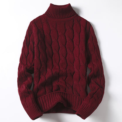 Men's knitted sweater with turtleneck and cable pattern Chic und Stil