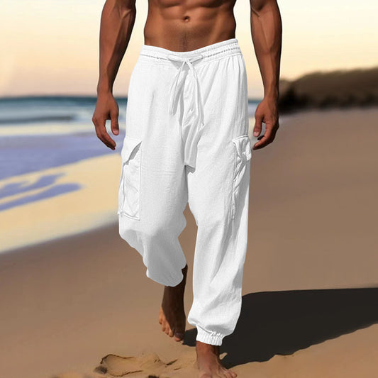 Pantalon cargo décontracté pour hommes avec taille élastique et poches latérales pratiques Chic und Stil