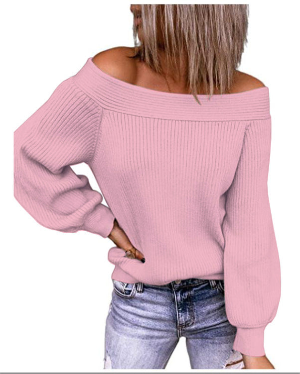 Dames Off-Shoulder Pullover avec des manches volumineuses Chic und Stil