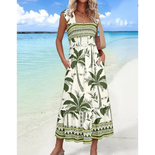 Robe maxi à étages pour femmes avec bretelles réglables et poches Chic und Stil