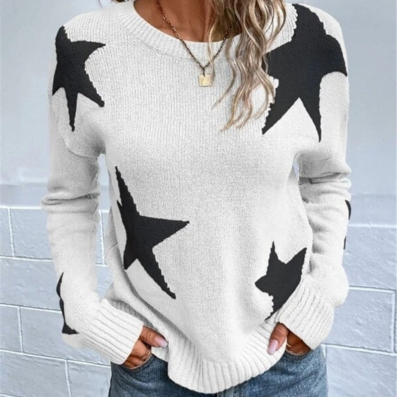Pull en tricot pour femmes avec un motif étoile frappant et col rond Chic und Stil
