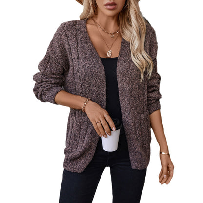 Veste en tricot pour femme avec motif en torsades et poches Chic und Stil