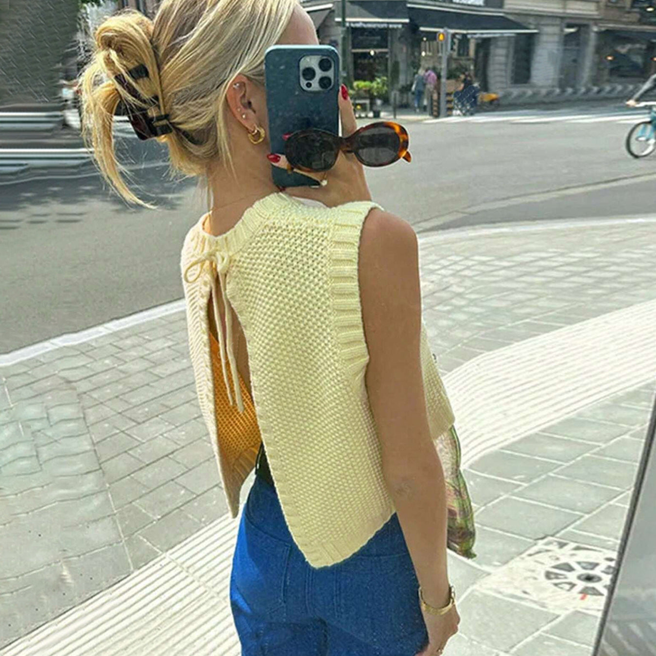Pull en tricot à la mode pour femmes avec dos ouvert et détails de lacets Chic und Stil