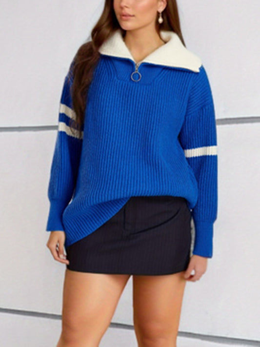 Pull décontracté pour femmes dans un style sportif avec col montant et fermeture éclair Chic und Stil
