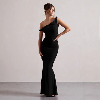 Robe maxi à une épaule élégante Chic und Stil