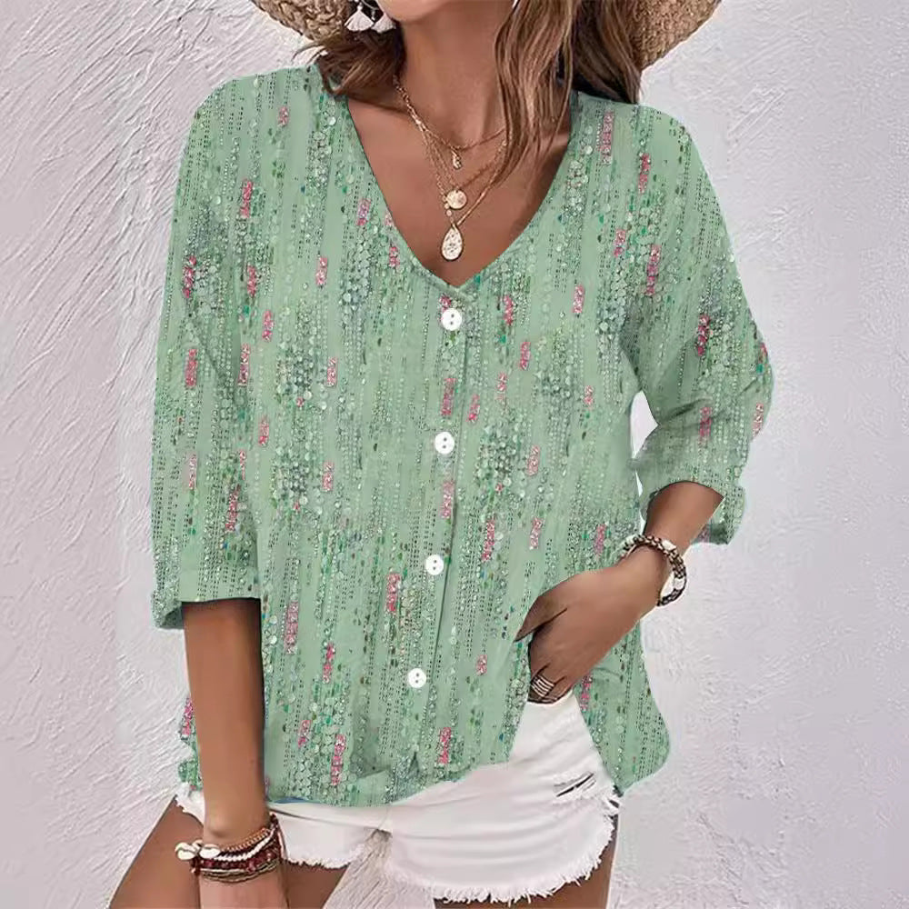 Chemisier pour femmes avec design floral et devant à boutons Chic und Stil