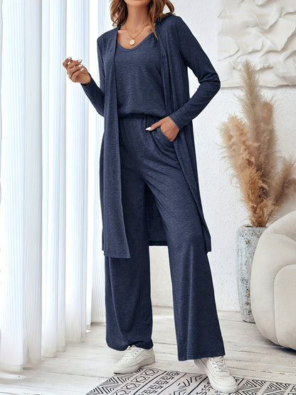 Women's loungewear set with long cardigan and loose pants Chic and Style