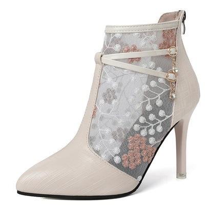Bottes de cheville élégantes pour femmes avec un design transparent floral et un détail à la mode Chic und Stil