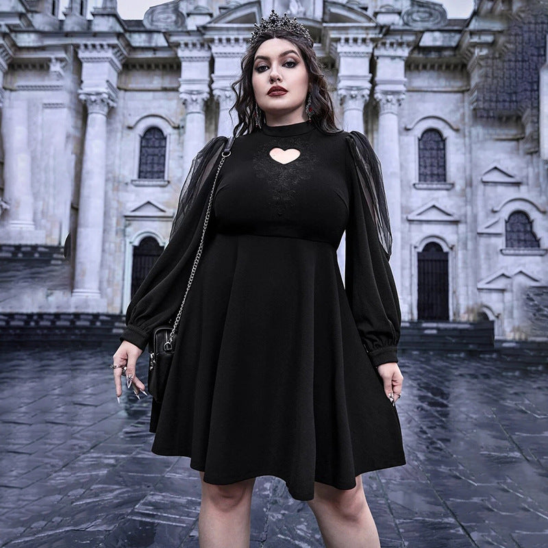 Robe mini évasée élégante pour femmes avec détail de manches transparentes Chic und Stil