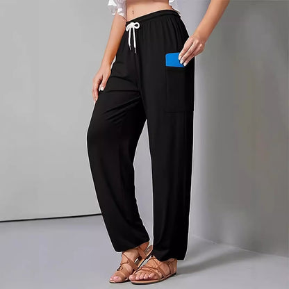 Women Comfortable Leisure Pants with Practical Pockets and Elastic Waist Chic and Style