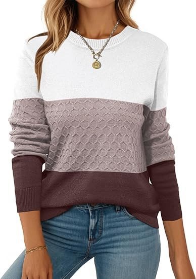 Pull structure à la mode pour femmes avec des blocs de couleur contrastés Chic und Stil