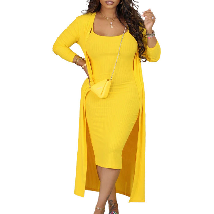 Robe maxi femme avec cardigan ouvert et manches longues Chic und Stil