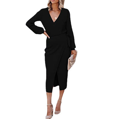 Robe portefeuille pour femmes avec décolleté en V profond et ceinture élégante Chic und Stil