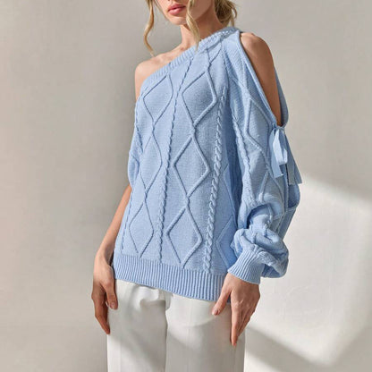 Pull en tricot pour femmes avec des détails découpés asymétriques et un design à côtes élégant Chic und Stil