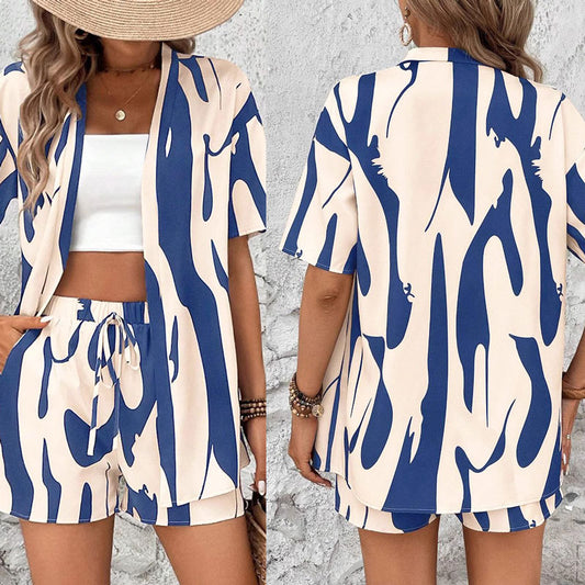Dames Ensemble de détente imprimé abstrait Chic und Stil