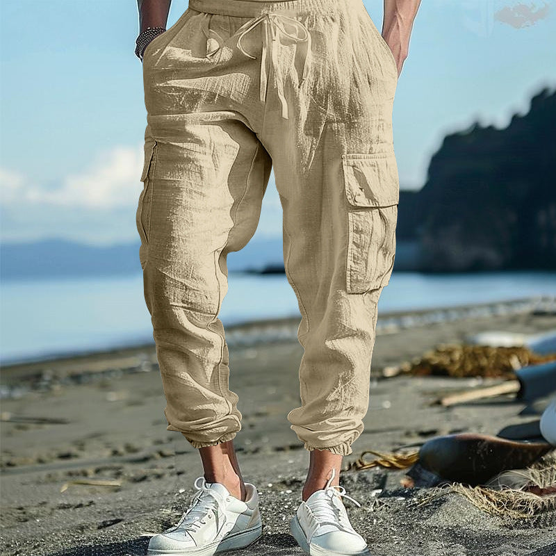 Casual cargo pants for men with elastic waistband and practical side pockets Chic and Style