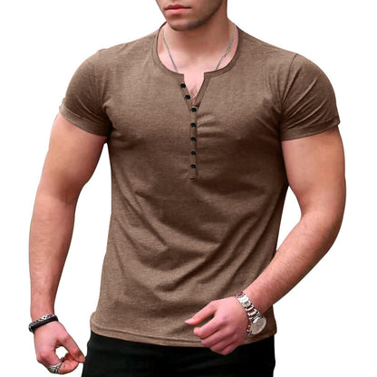 Chemise Henley à manches courtes pour hommes avec patte de boutonnage et coupe ajustée Chic und Stil