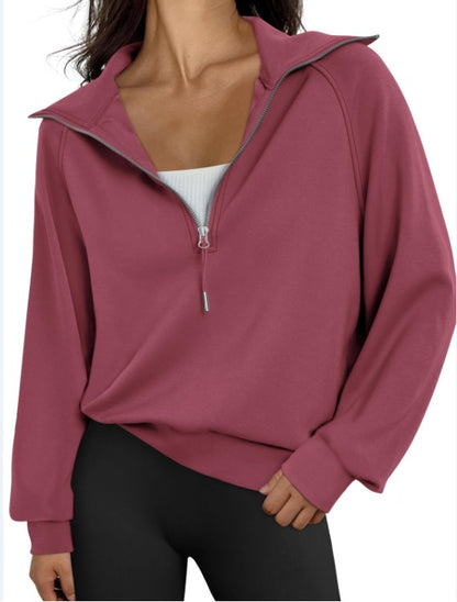 Pull-over décontracté pour dames avec col montant et zip Chic und Stil