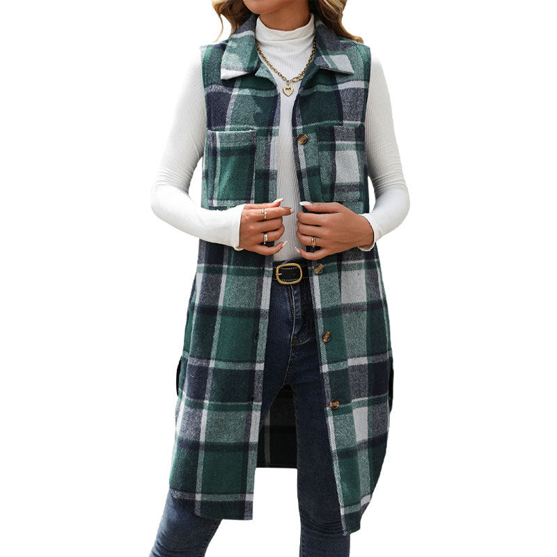 Dames Carre Long Gilet avec Boutons et Poches Pratiques Chic und Stil