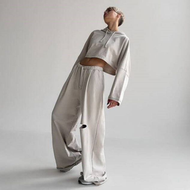 Dames cropped Hoodie avec manches larges Chic und Stil