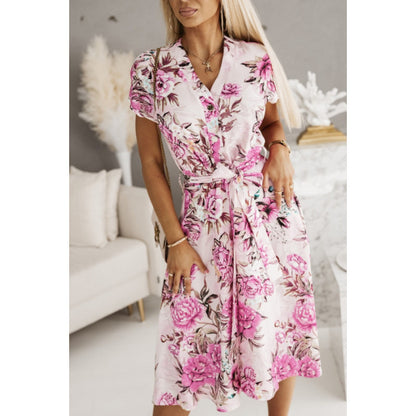 Dames Élégant Robe portefeuille à fleurs Chic und Stil