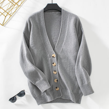 Dames confortable cardigan avec détails de boutons et décolleté en V profond Chic und Stil