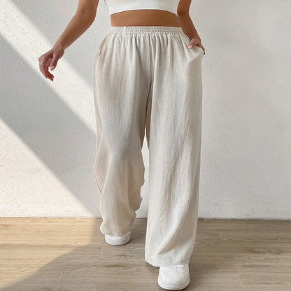 Pantalon ample de loisirs pour femmes avec taille élastique et poches latérales pratiques Chic und Stil
