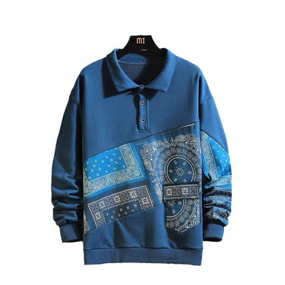 Pull-over polo stylé pour hommes avec design Paisley et col classique Chic und Stil