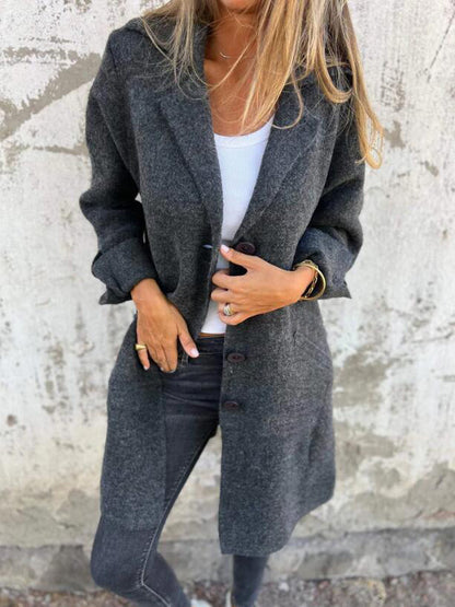 Dames Élégante Veste en Laine avec Boutonnage Complet et Poches Spacieuses Chic und Stil